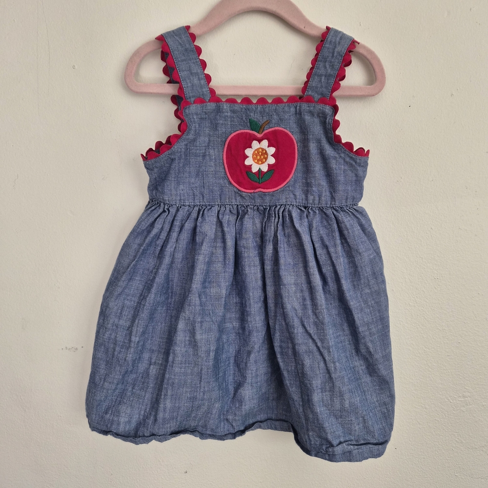 Gymboree Blue Dress with Red Apple Design